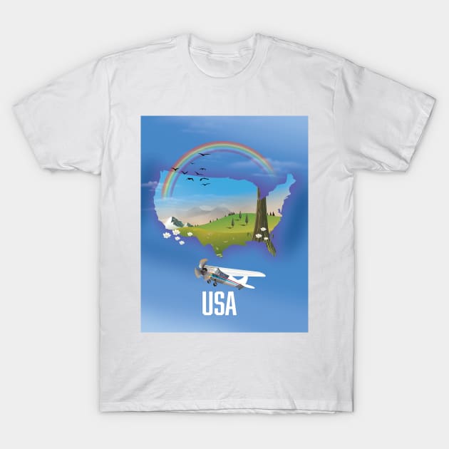 USA Map Travel poster T-Shirt by nickemporium1